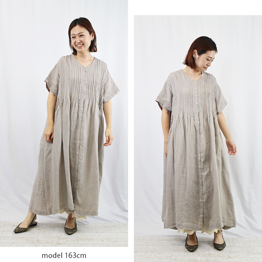 リネンシャンブレーピンタックワンピース 08Mab : W Pocket - 通販
