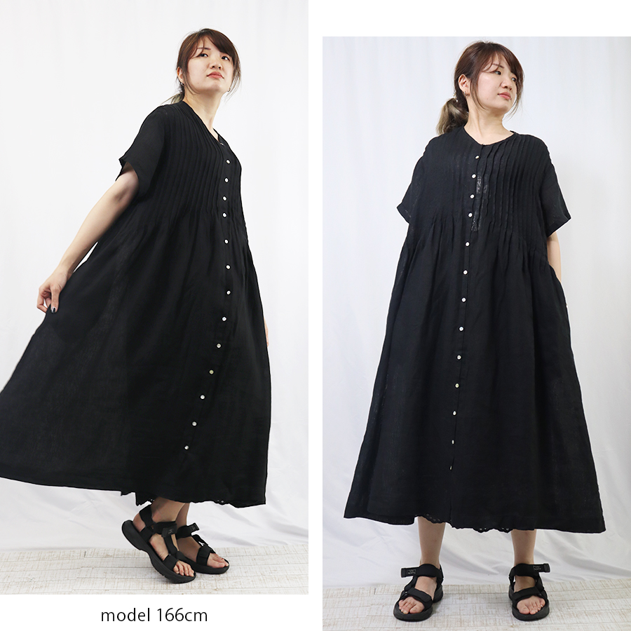 リネンシャンブレーピンタックワンピース 08Mab : W Pocket - 通販