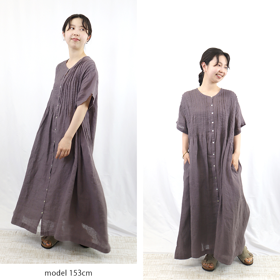 リネンシャンブレーピンタックワンピース 08Mab : W Pocket - 通販