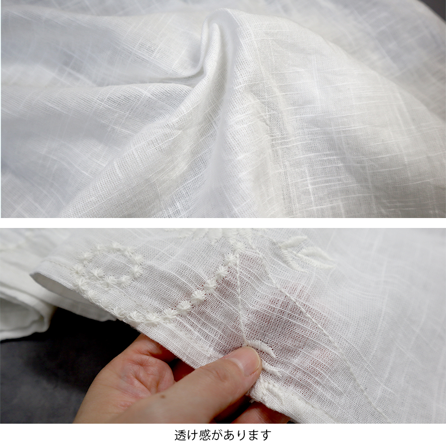 刺繍スキッパーブラウス【m.m.o】黒・テラコッタ・オフホワイト |  | 08