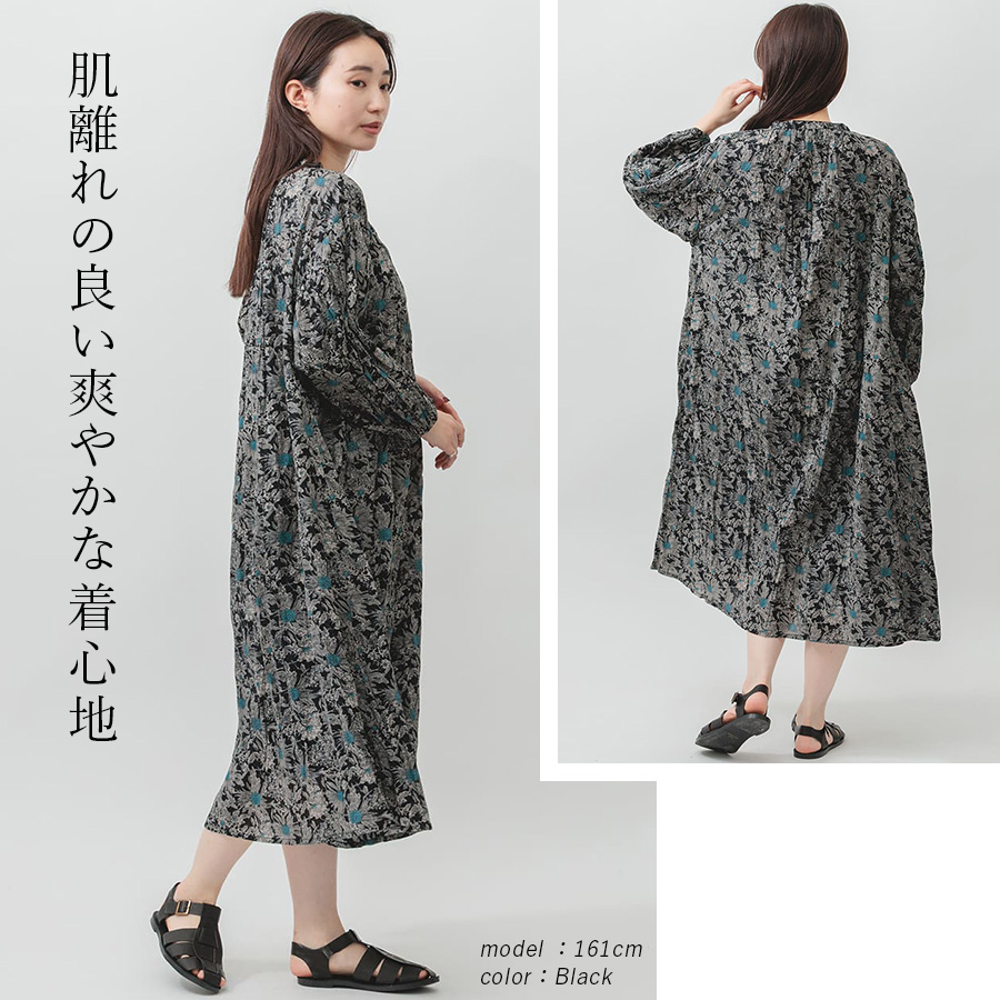 花柄コットンクリンクルワンピース　m.m.o.　インド綿 |  | 02