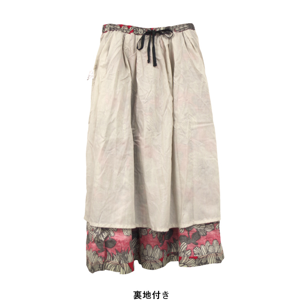 綿麻 花柄スカート 夏 裏地付き オシャレ 大人かわいい |  | 11