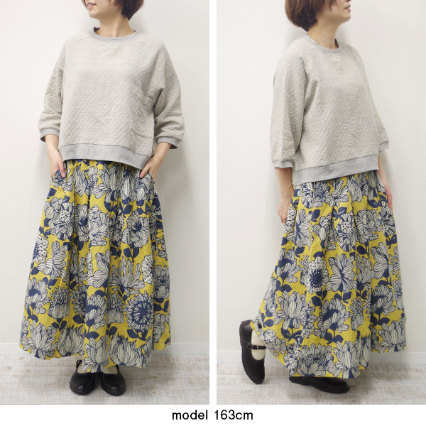 綿麻 花柄スカート 夏 裏地付き オシャレ 大人かわいい |  | 04
