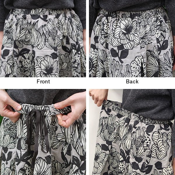 綿麻 花柄スカート 夏 裏地付き オシャレ 大人かわいい |  | 09