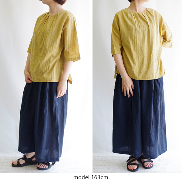 コットンドビーフロントタック七分袖ブラウス PAGE ONE |  | 02