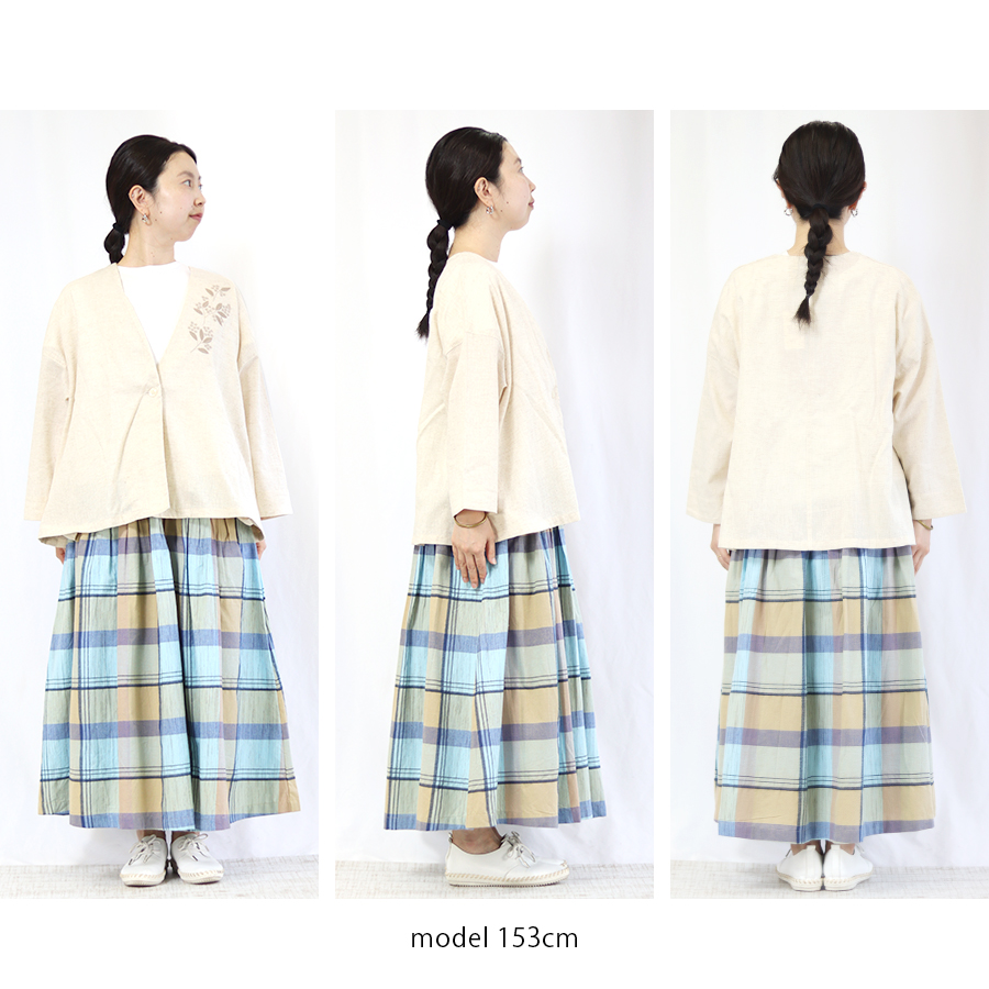 刺繍入りコットンリネンジャケット【cloudnine】 綿麻ショートジャケット |  | 10