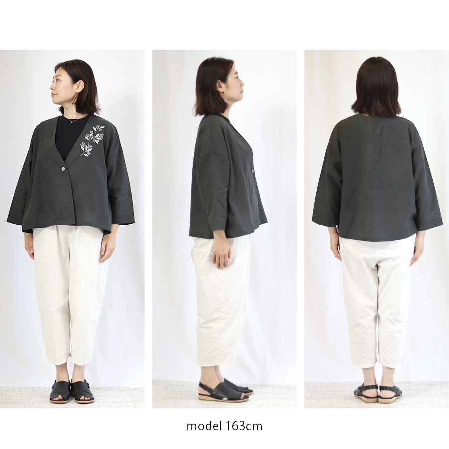刺繍入りコットンリネンジャケット【cloudnine】 綿麻ショートジャケット |  | 11
