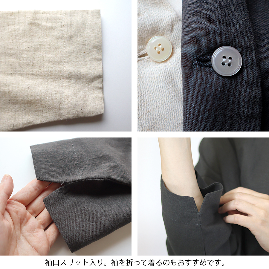 刺繍入りコットンリネンジャケット【cloudnine】 綿麻ショートジャケット |  | 05