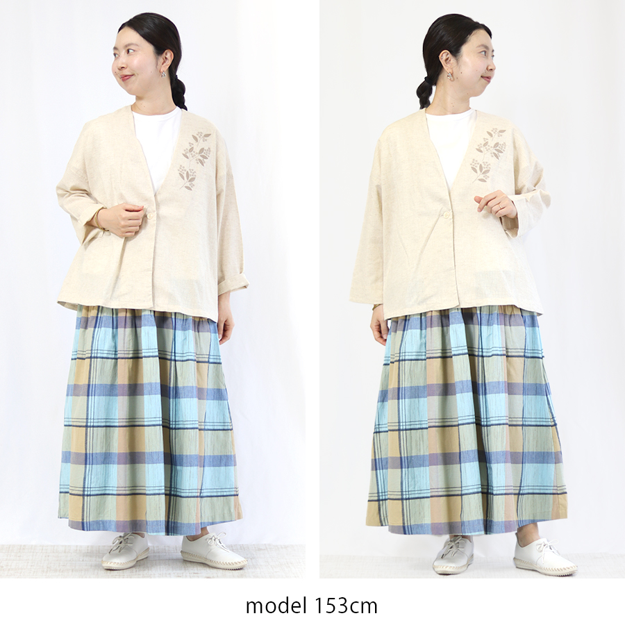 刺繍入りコットンリネンジャケット【cloudnine】 綿麻ショートジャケット |  | 08