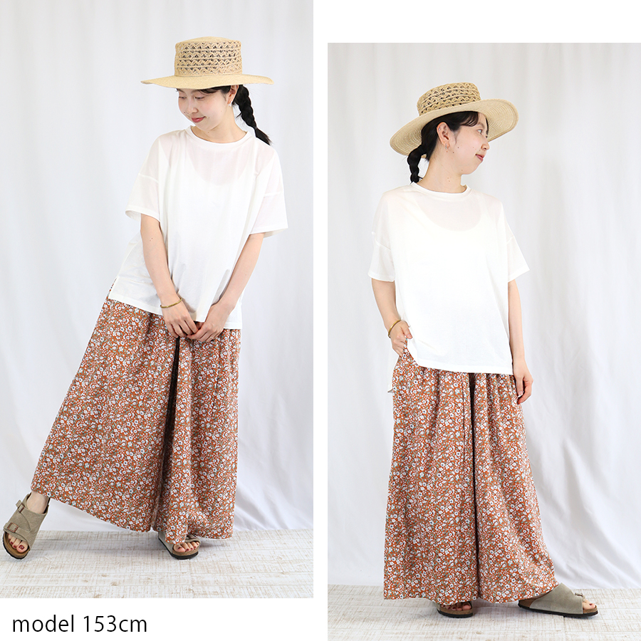 キャンブリック小花柄プリントフレアーパンツ【cloudnine】 : W