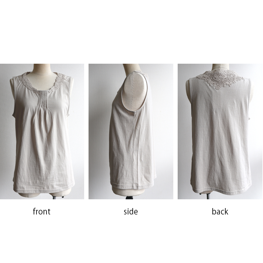 襟レースタンクトップ　cloudnine　綿100％ |  | 10