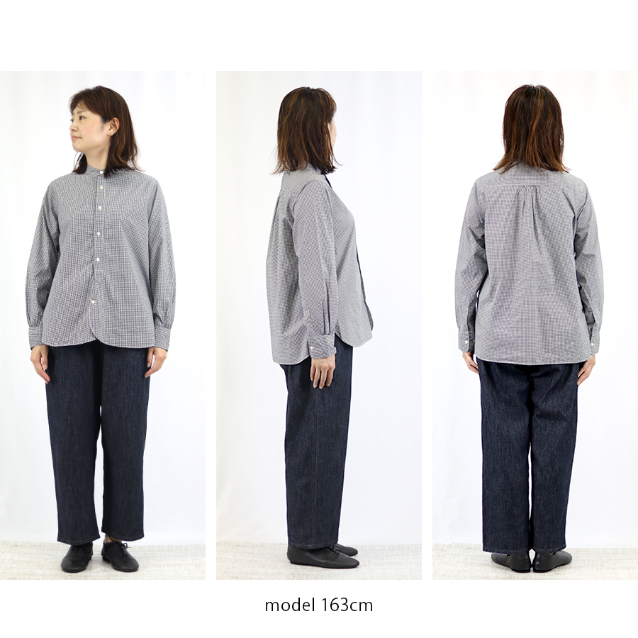 タイプライターラウンドヘムスタンドカラー長袖シャツ【SO／エスオ―】綿100 |  | 10