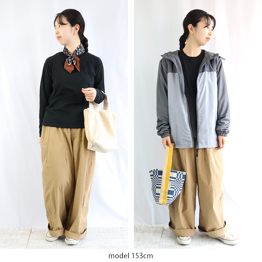 コットンナイロン ワイドパンツ【SO／エスオ―】綿 コクーン ウエストゴム ロング丈 |  | 12