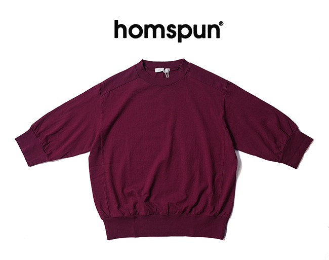 homspun（ホームスパン） 40/2天竺 六分袖プルオーバー カットソー