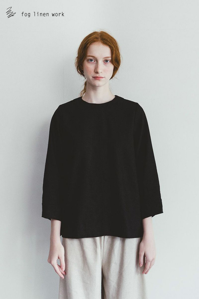 fog linen work（フォグリネンワーク） SUI TOP WOOL LINEN BLACK スイ