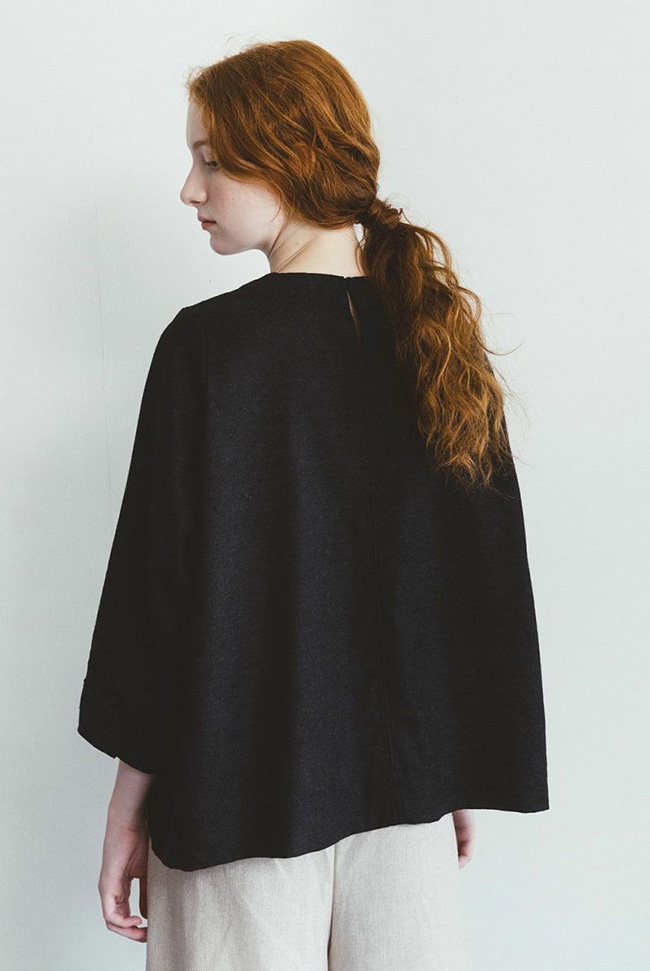 魅力的な work linen fog フォグリネンワーク BLACK LINEN WOOL TOP SUI トップス