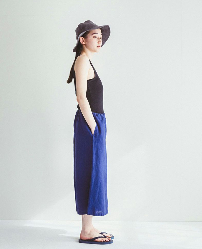 フォグリネンワーク　エマ　パンツ　ブルー　アドリアティック　ブルー fog linen work フォグリネンワーク DEBEE WIDE PANTS BLEU