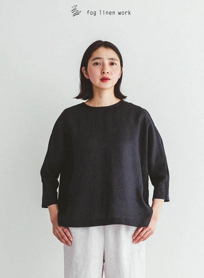 fog linen work（フォグリネンワーク） NINA TOP BLACK ニナ トップ