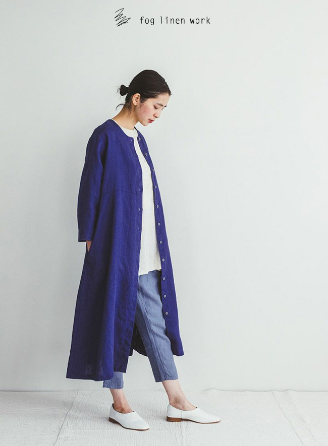 fog linen work フォグリネンワーク SUZU DRESS BLEU ADRIATIQUE スズ