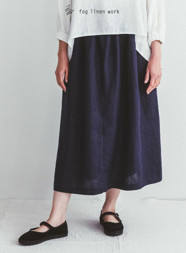 fog linen work フォグリネンワーク ICHIKA SKIRT BLUE DUR イチカ