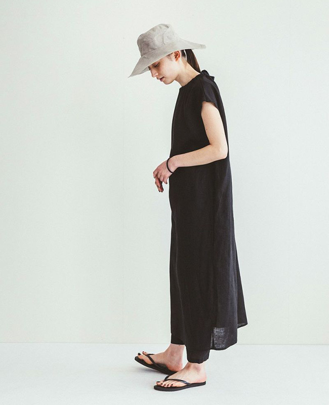 fog linen work フォグリネンワーク EMELYN DRESS BLACK エミリン　ワンピース　ブラック LWA594-17