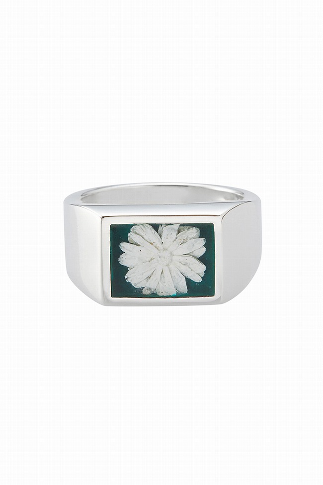 XOLO XOLO(ショロ) Signet Ring with Forest Green Flower シグネット 