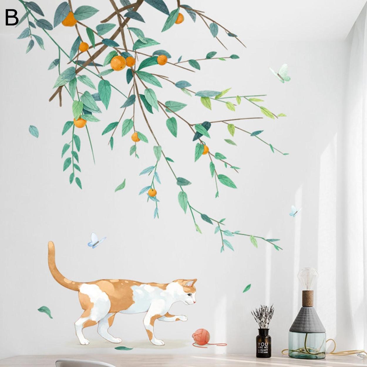 植物柄 壁飾り ウォールステッカー 壁紙 部屋飾り 猫柄 和風 可愛い 剥がせる ホーム 玄関壁 幼稚園 癒し キッズ こども部屋 保育園 Jttkqwmikj Diy 工具 Aosa Com Py