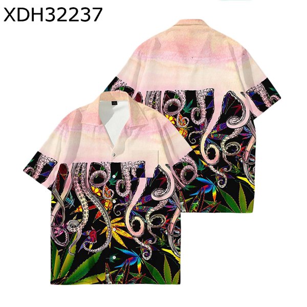 たこ柄 3Dプリント アロハシャツ 半袖 章魚 メンズ タコ カジュアル