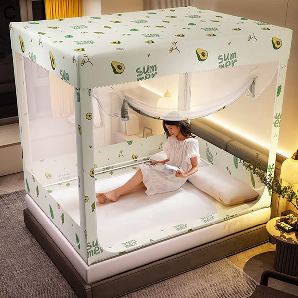 蚊帳 底付き シングルベッド用 ダブルベッド 3ドア設計 かや 密度が高い 蚊帳 ベッド用 畳 大型 キャンプ式 モスキートネット 通気性