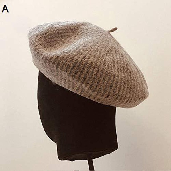 新しいエレガントなファッションの冬の帽子ウールアジャスタブルクラシックストライプベレー帽軽量カジュア...