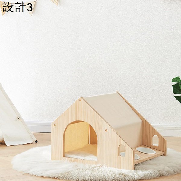 犬小屋 猫舍 犬舎 ペットハウス 北欧 屋内屋外 木製 70x67x69 マット