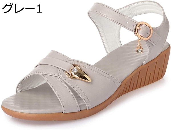 レディース サンダル 本革 ウェッジ 4cmヒール ローヒール ストラップ 大きいサイズ 疲れにくい ぺたんこ 厚底 歩きやすい 痛くない  jzt7rcfPMr, ファッション - rpcol.com