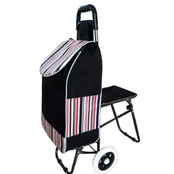 キャリーカート 椅子付 2輪 ショッピングカート 迷彩柄 アルミ製