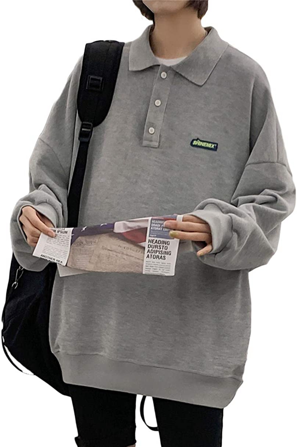 トレーナー レディース ゆったり プルオーバー 長袖 パーカー 無地 スウェットシャツ カジュアル 襟付き おしゃれ トップス オーバーサイズ 可愛い 秋 Hq きらきら雑貨 通販 Yahoo ショッピング