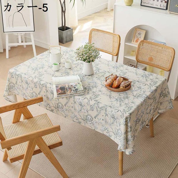 テーブルクロス 布 コットンリネン 北欧風 花柄 正方形 120x120cm