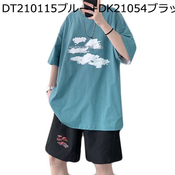 Tシャツ 上下セット 三分袖 メンズ 大きいサイズ カッコイイ プリント ショートパンツ シンプル 薄手  カジュアル  通気性   柔らかい｜wrsmstore4｜04