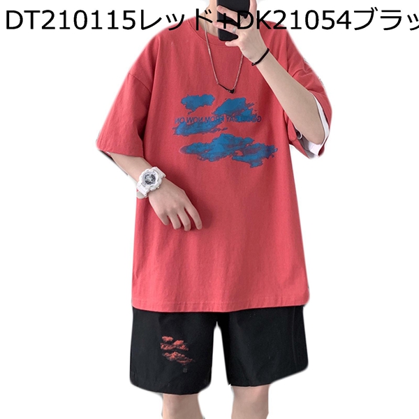 Tシャツ 上下セット 三分袖 メンズ 大きいサイズ カッコイイ プリント ショートパンツ シンプル 薄手  カジュアル  通気性   柔らかい｜wrsmstore4｜06