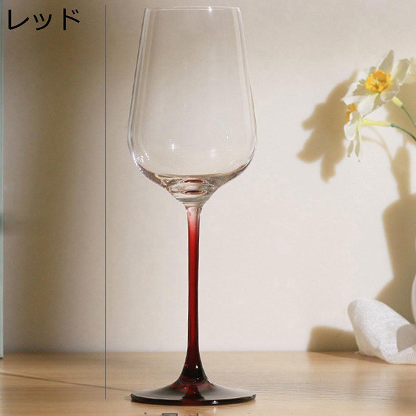 赤黒脚付き 赤ワイン ガラスコップ ワイングラス ペア クリスタル 