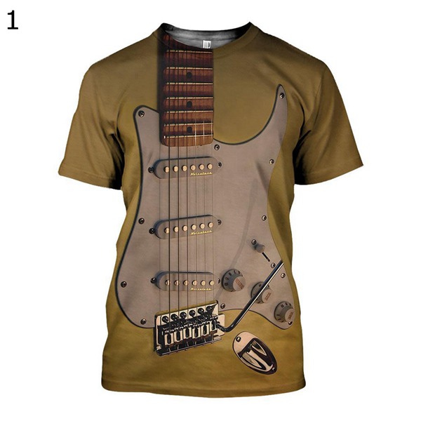 3Dプリント 楽器柄 Tシャツ ギター 面白い カジュアル メンズ 半袖 丸首tシャツ カットソー  トップス 個性的 男性用   ストリート｜wrsmstore4｜02