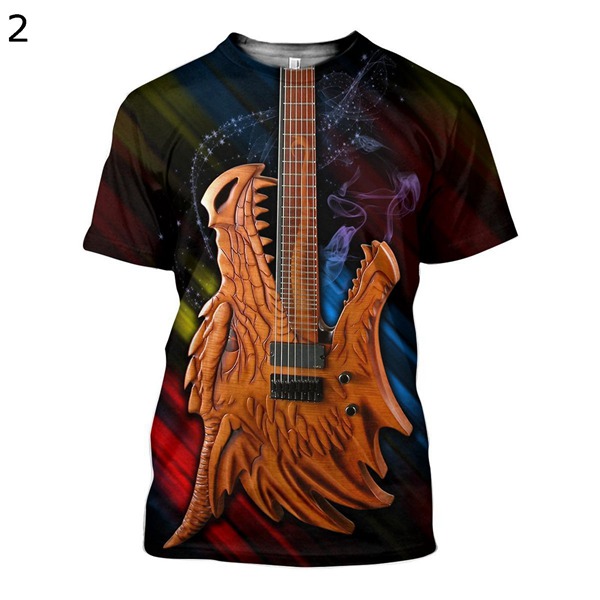 3Dプリント 楽器柄 Tシャツ ギター 面白い カジュアル メンズ 半袖 丸首tシャツ カットソー  トップス 個性的 男性用   ストリート｜wrsmstore4｜05