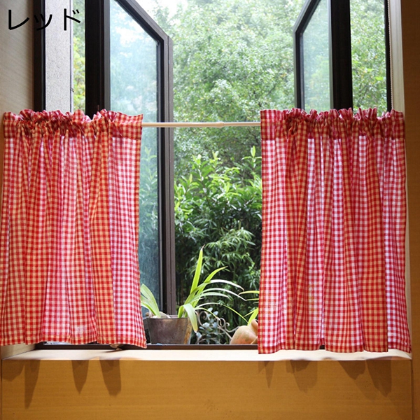 カフェカーテン ピンク 刺繍 レース 1枚 幅100×丈90 のれん 小窓