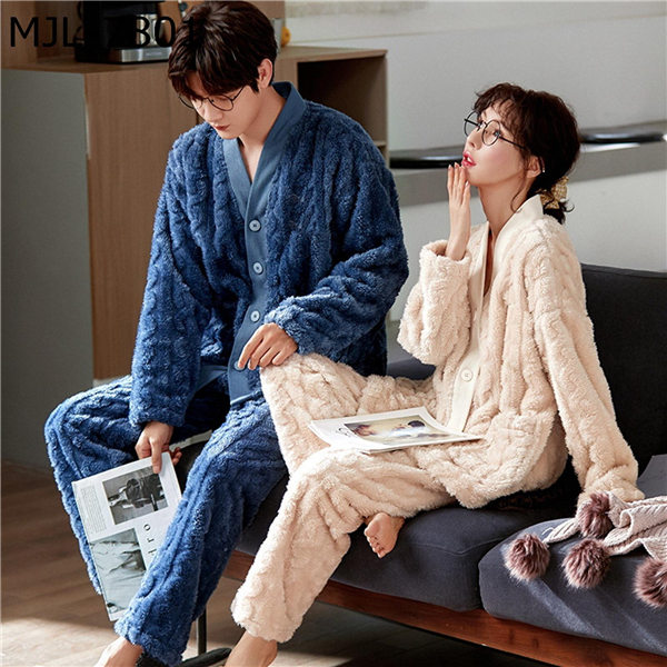 全国総量無料で 保温 あったかい メンズ レディース カップルパジャマ 前開き ルームウェア ペアルック 大人用 フランネル 昼寝着 寝間着 柔らかい パジャマ カラー Mjl 7804 Athomeinparis Fr