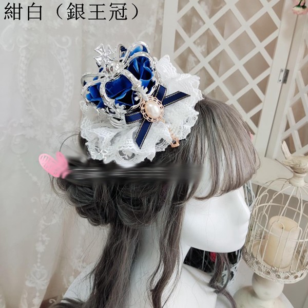 王冠 ヘアアクセサリ ティアラ 薔薇 きらきら ロリータ 黒 - ヘアピン