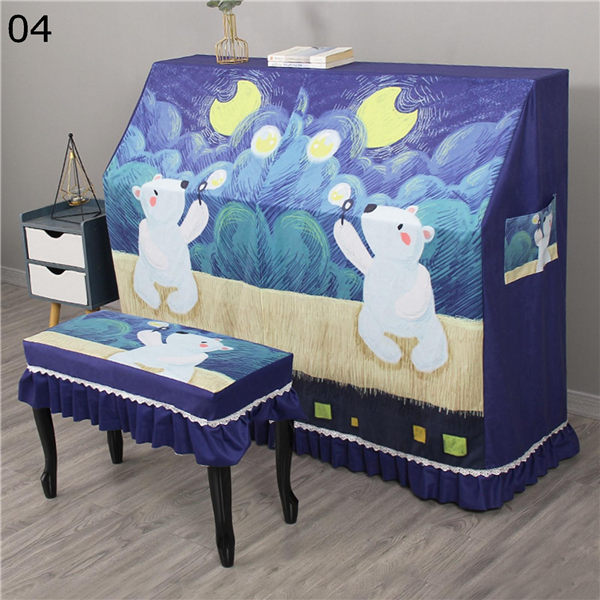 アップライト ピアノカバー 猫柄 熊柄 可愛い ピアノカバー 電子ピアノ用 2点セット 通用型 フルカバー 懸垂感 防塵 耐久性 デジタル 直立型｜wrsmstore4｜05