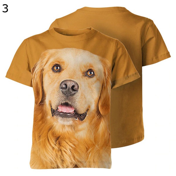 3D犬プリント メンズ 半袖 可愛いTシャツ XS〜7XL 伸縮性よい 夏服 クルーネック 大きいサ...