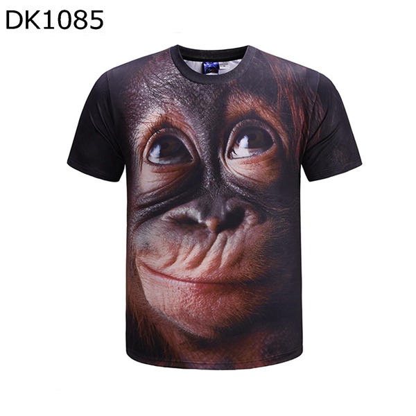 ラウンドネック メンズ Tシャツ サマーウェア 面白い ポリエステル チンパンジープリント 半袖 欧米風 耐久性 M〜4XL 涼しい 上質  :zqxjc934aa2c3:きらきら雑貨 通販 