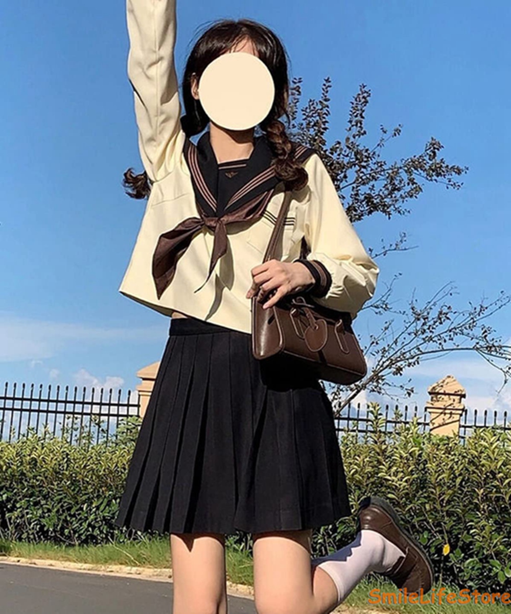 セーラー服 長袖 半袖 茶色人気 学生服 夏物 プリーツスカート 女子