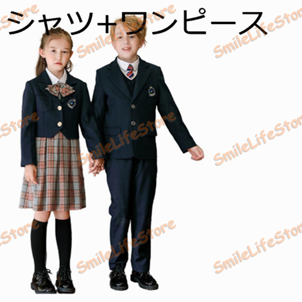 スクール ブレザー ワンピース スカートスーツ 入学式 女の子 男の子 フォーマル チェック リボン/ネクタイ付き 女子制服 入学式 受験