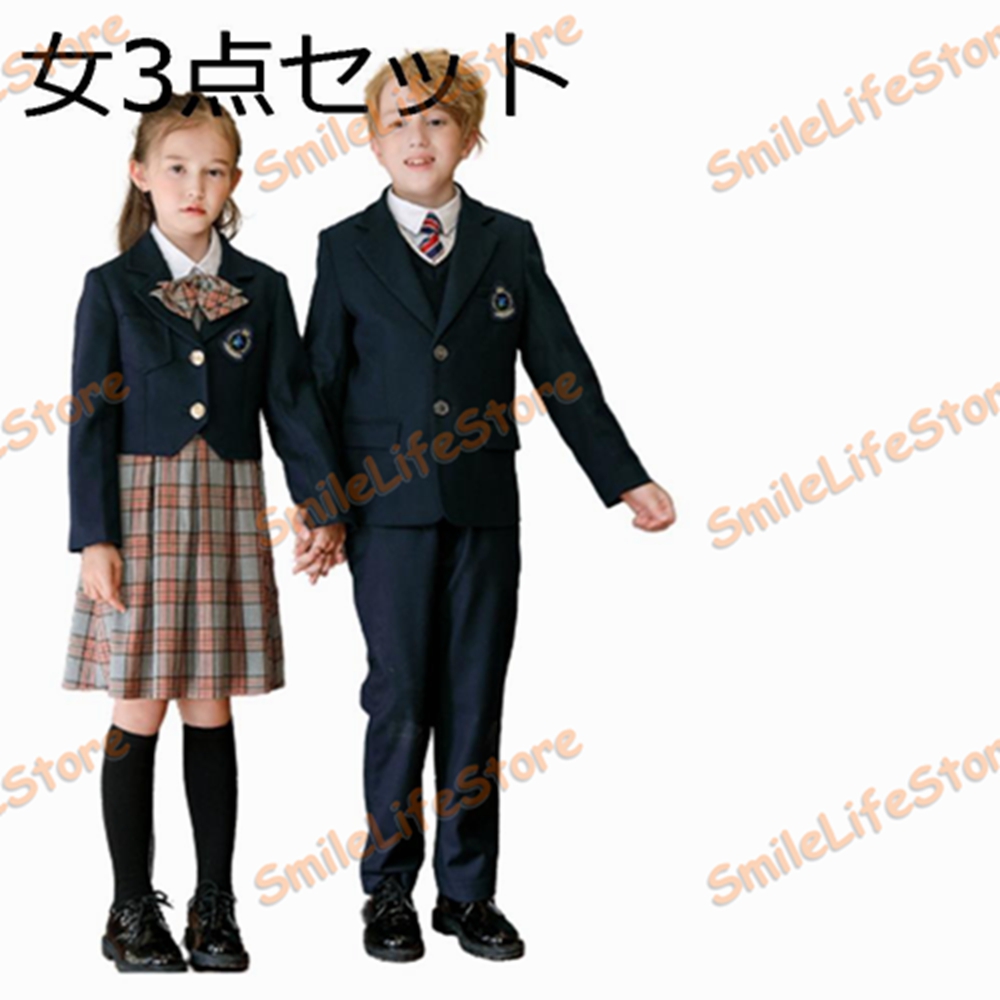 スクール ブレザー ワンピース スカートスーツ 入学式 女の子 男の子 フォーマル チェック リボン/ネクタイ付き 女子制服 入学式 受験