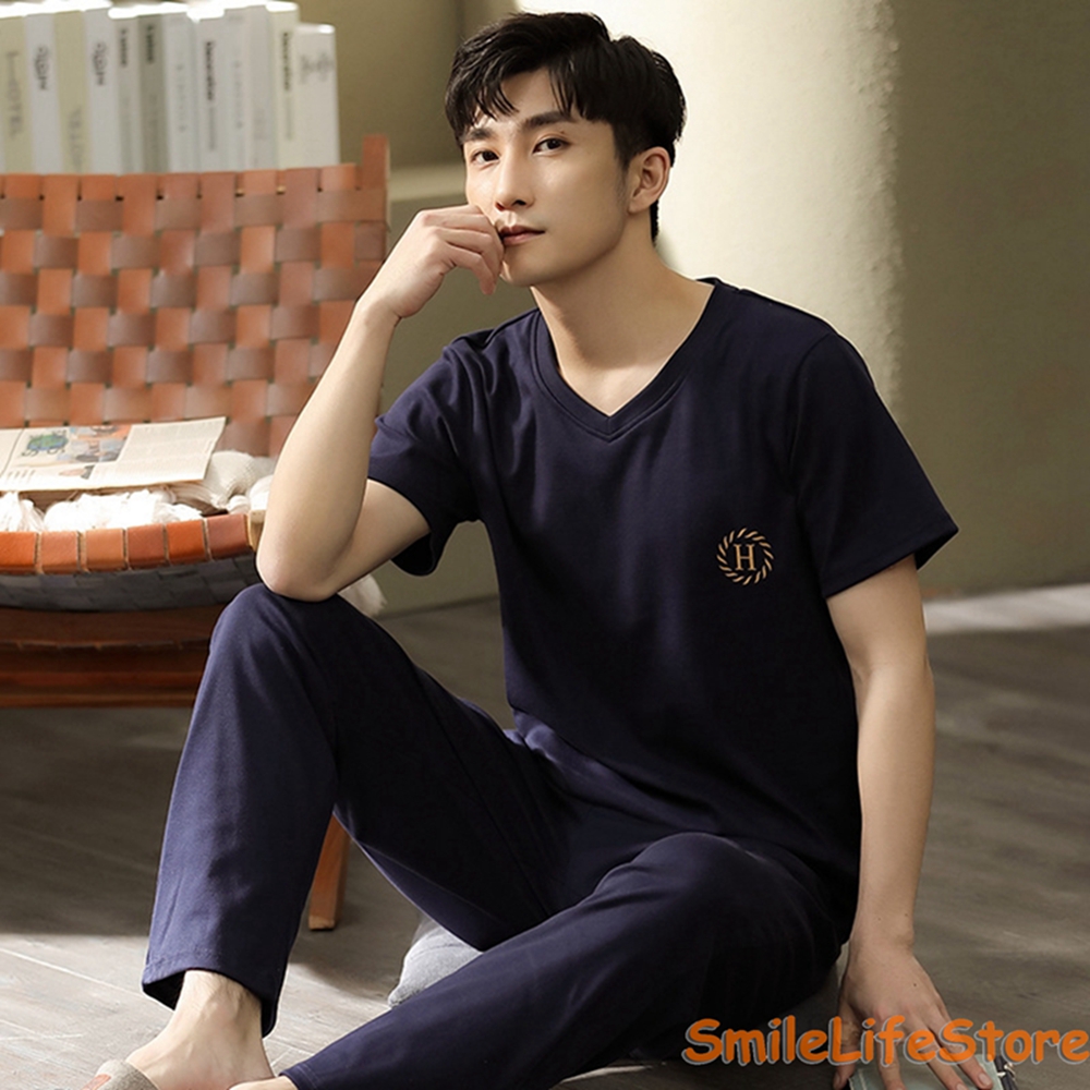 メンズ パジャマ 半袖 綿 夏 クルーネック ルームウェア 部屋着 長ズボン 2点セット 春秋 アウター 薄手 おしゃれ 0mdz85rei2 ファッション Www Lecascate It